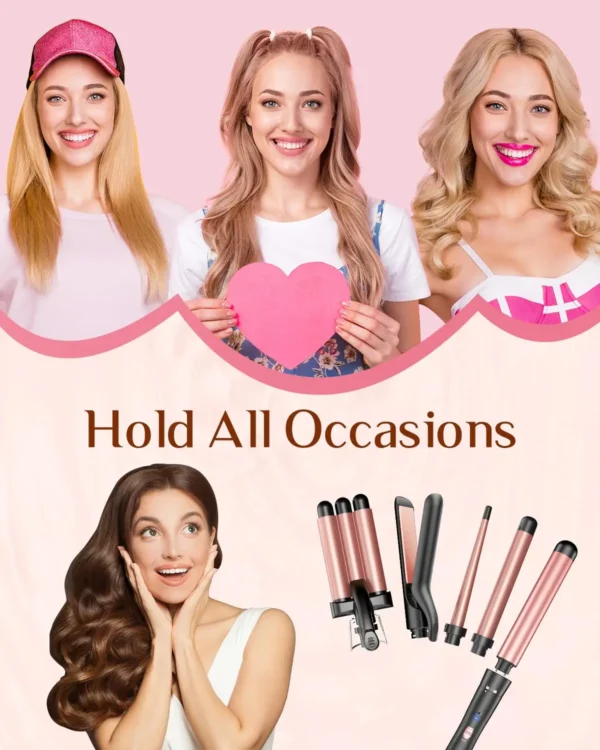 BESTOPE PRO 5 in 1 Wand Curling Iron-Curling Wand Set with Hair Straightener, 3 Barrels Hair Crimper Iron, 3 Ceramic Curling Iro - Image 6