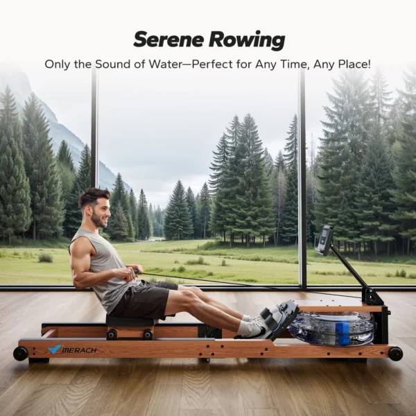 MERACH Water Rowing Machines for Home, Foldable Row Machine with 400LBS Weight Capacity, Dedicated Monitor and Comfortable Seat - Image 2
