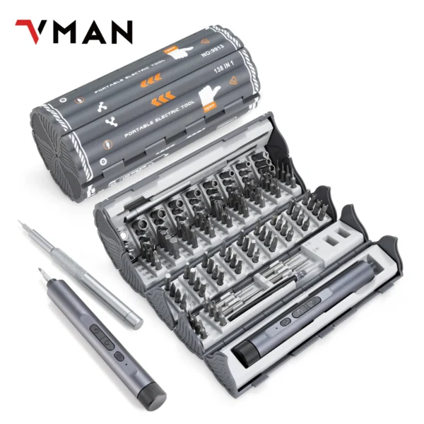 VMAN 138 in 1 Electric Precision Cordless Screwdriver set Magnetic Bits Laptop PC iPhone Glasses Repair Tool Multifunction Kit