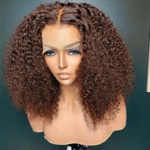 250 Density Chocolate Short Bob Wigs Human Hair Wig 13x4 HD Lace Front Wig Deep Wave Pre plucked Transparent Lace Frontal Wig