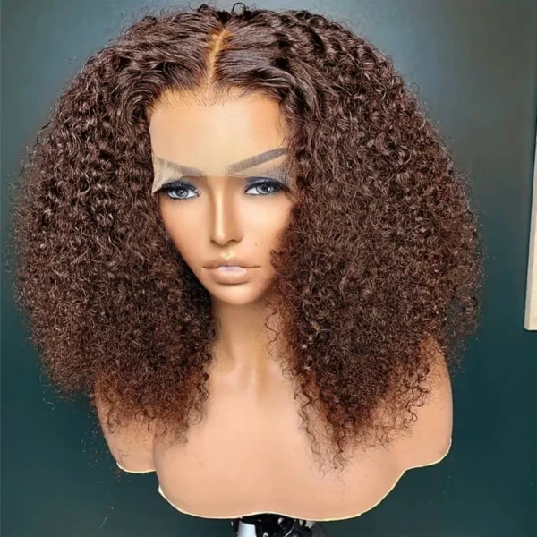 250 Density Chocolate Short Bob Wigs Human Hair Wig 13x4 HD Lace Front Wig Deep Wave Pre plucked Transparent Lace Frontal Wig
