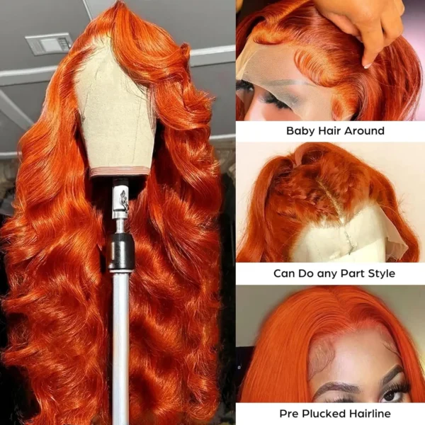 30 32 Inch Highlight 13x6 HD Lace Front Wigs Human Hair Ginger Orange 1B/350 Wet And Wavy 13x5 Body Wave Ombre Wig For Women - Image 10