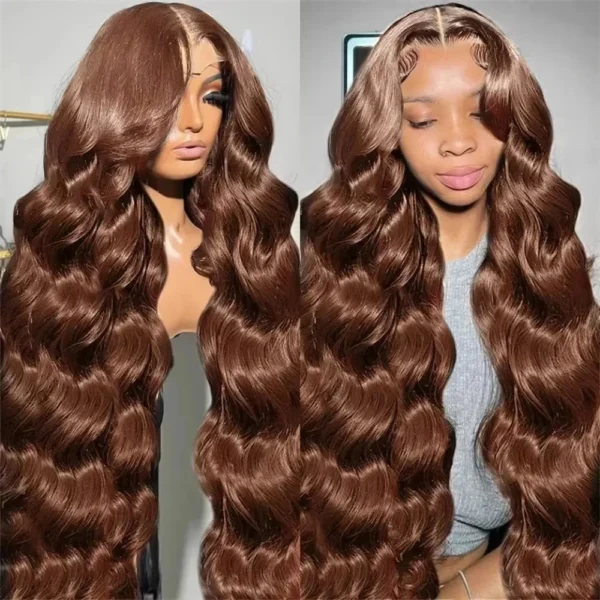 Mossily HD 300% 30 40 Inchs 13x6 Body Wave Lace Front Human Hair Wigs Chocolate Brown 13x4 Lace Frontal Wig Transparent - Image 27