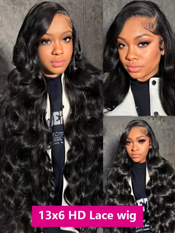 300% High Density 40 Inch Body Wave 13x4 13x6 HD Lace Front Human Hair Wigs Pre Plucked Water Wave Lace Frontal Wig For Women - Image 2