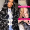 300% High Density 40 Inch Body Wave 13x4 13x6 HD Lace Front Human Hair Wigs Pre Plucked Water Wave Lace Frontal Wig For Women - Image 3