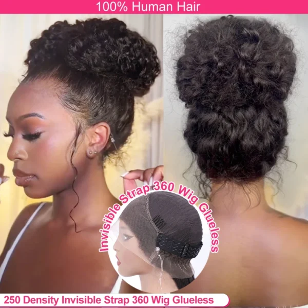 250 Density Invisible Strap 360 HD Full Lace Glueless Wig Deep Wave Frontal Wig Human Hair 30 Inch Water Wave Lace Front Wig - Image 7