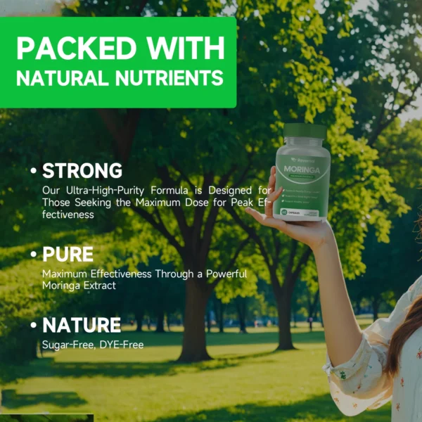 Moringa Powder Capsules - 800mg of Pure Nutrient-Rich Moringa Powder - A Natural Green Antioxidant Superfood - Supports Energy - Image 11
