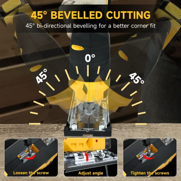 Jig Saw for Dewalt 20V Battery 2700RPM Cordless Jigsaw Tool 45 Degree Beveled Cuts with 3 Position Orbital Setting (No Battery) - Image 4