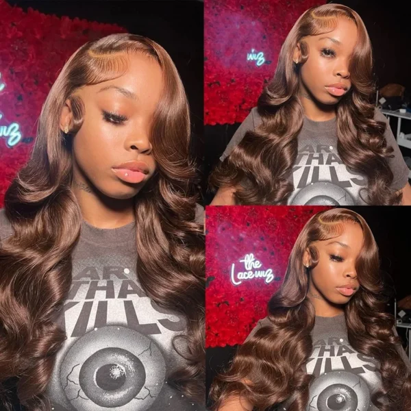 Mossily HD 300% 30 40 Inchs 13x6 Body Wave Lace Front Human Hair Wigs Chocolate Brown 13x4 Lace Frontal Wig Transparent - Image 28