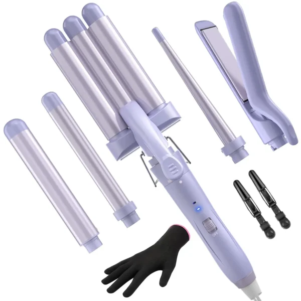 BESTOPE PRO 5 in 1 Wand Curling Iron-Curling Wand Set with Hair Straightener, 3 Barrels Hair Crimper Iron, 3 Ceramic Curling Iro - Image 8