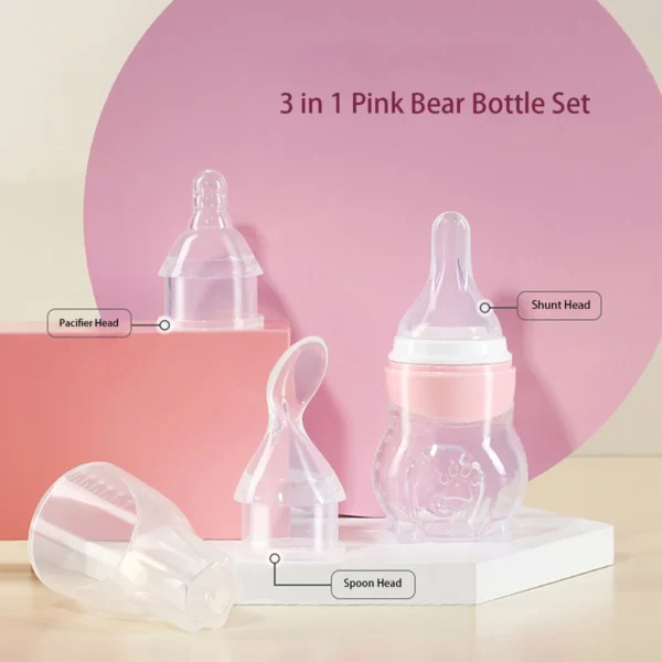 1 Pc Baby Medicine Feeder Bottle 70ml Bear Design Prevent Choking With 2 Pcs  Silicone Replacement Pacifier And Food Spoon Head - Image 9