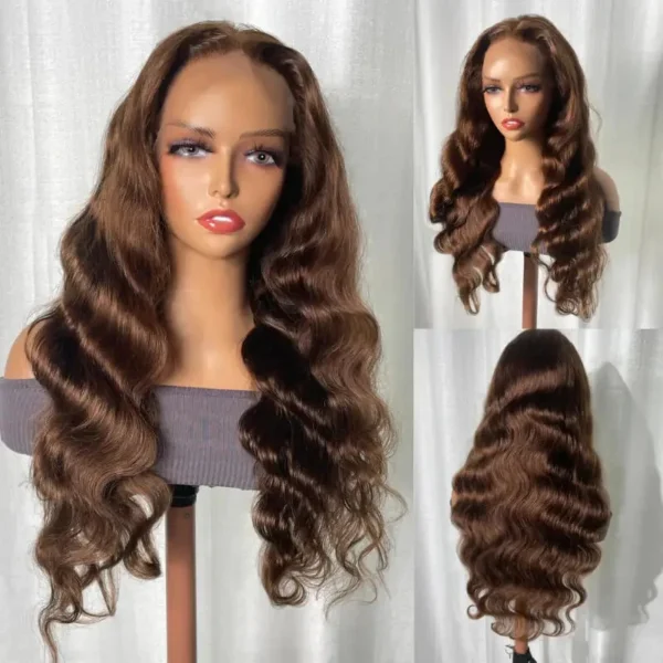 Mossily HD 300% 30 40 Inchs 13x6 Body Wave Lace Front Human Hair Wigs Chocolate Brown 13x4 Lace Frontal Wig Transparent - Image 17