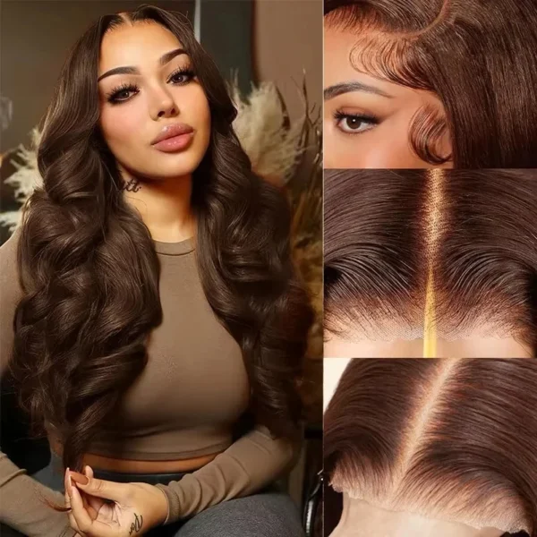 Mossily HD 300% 30 40 Inchs 13x6 Body Wave Lace Front Human Hair Wigs Chocolate Brown 13x4 Lace Frontal Wig Transparent - Image 35