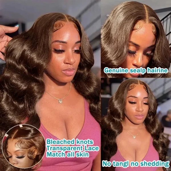 Mossily HD 300% 30 40 Inchs 13x6 Body Wave Lace Front Human Hair Wigs Chocolate Brown 13x4 Lace Frontal Wig Transparent - Image 29