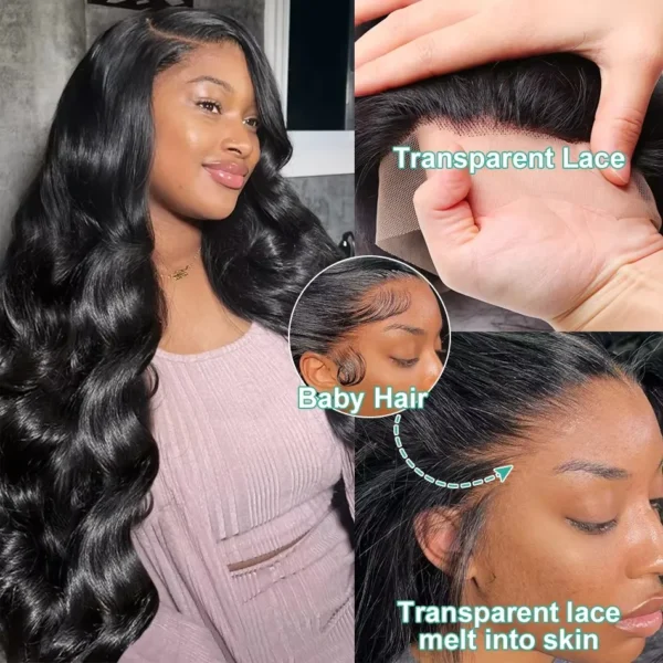 300% High Density 40 Inch Body Wave 13x4 13x6 HD Lace Front Human Hair Wigs Pre Plucked Water Wave Lace Frontal Wig For Women - Image 16