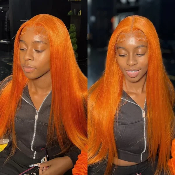 30 42 Inch Orange Ginger 14X4 Lace Front Wigs Human Hair Bone Straight 13x6 HD Lace Frontal Wig 350 Colored Preplucked Brazilian - Image 6