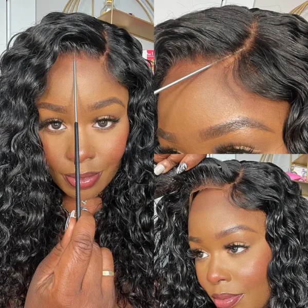 250 Density Invisible Strap 360 HD Full Lace Glueless Wig Deep Wave Frontal Wig Human Hair 30 Inch Water Wave Lace Front Wig - Image 8