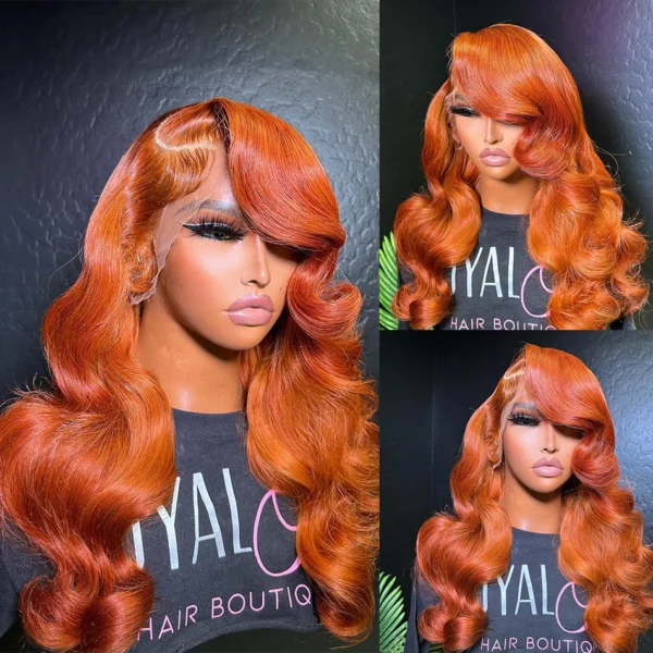 30 32 Inch Highlight 13x6 HD Lace Front Wigs Human Hair Ginger Orange 1B/350 Wet And Wavy 13x5 Body Wave Ombre Wig For Women - Image 12