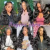 300% High Density 40 Inch Body Wave 13x4 13x6 HD Lace Front Human Hair Wigs Pre Plucked Water Wave Lace Frontal Wig For Women - Image 9