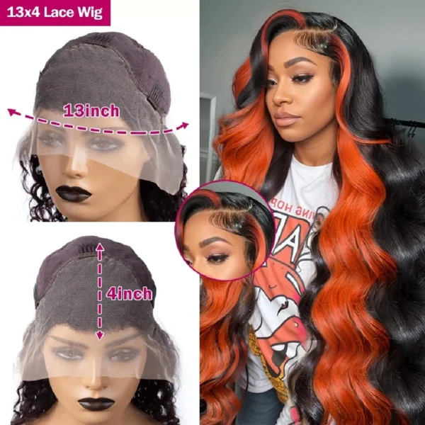 30 32 Inch Highlight 13x6 HD Lace Front Wigs Human Hair Ginger Orange 1B/350 Wet And Wavy 13x5 Body Wave Ombre Wig For Women - Image 7