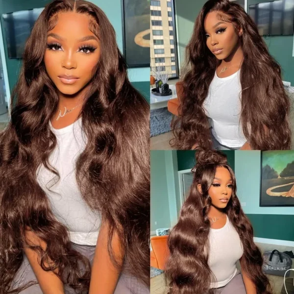 Mossily HD 300% 30 40 Inchs 13x6 Body Wave Lace Front Human Hair Wigs Chocolate Brown 13x4 Lace Frontal Wig Transparent - Image 22