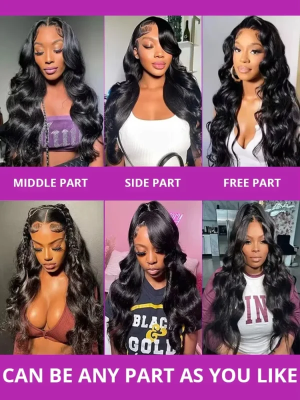300% High Density 40 Inch Body Wave 13x4 13x6 HD Lace Front Human Hair Wigs Pre Plucked Water Wave Lace Frontal Wig For Women - Image 5