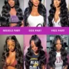 300% High Density 40 Inch Body Wave 13x4 13x6 HD Lace Front Human Hair Wigs Pre Plucked Water Wave Lace Frontal Wig For Women - Image 5