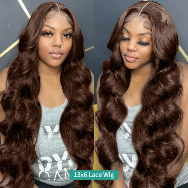 Mossily HD 300% 30 40 Inchs 13x6 Body Wave Lace Front Human Hair Wigs Chocolate Brown 13x4 Lace Frontal Wig Transparent - Image 32