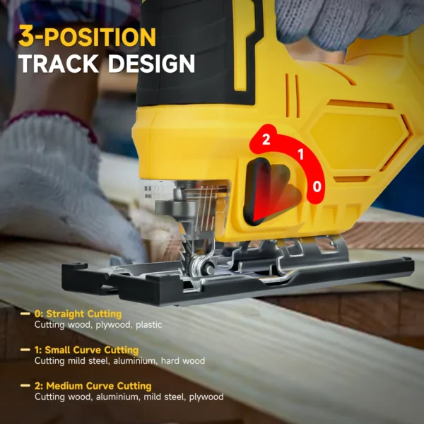Jig Saw for Dewalt 20V Battery 2700RPM Cordless Jigsaw Tool 45 Degree Beveled Cuts with 3 Position Orbital Setting (No Battery) - Image 3