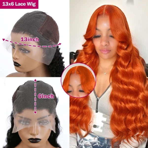 30 32 Inch Highlight 13x6 HD Lace Front Wigs Human Hair Ginger Orange 1B/350 Wet And Wavy 13x5 Body Wave Ombre Wig For Women - Image 9