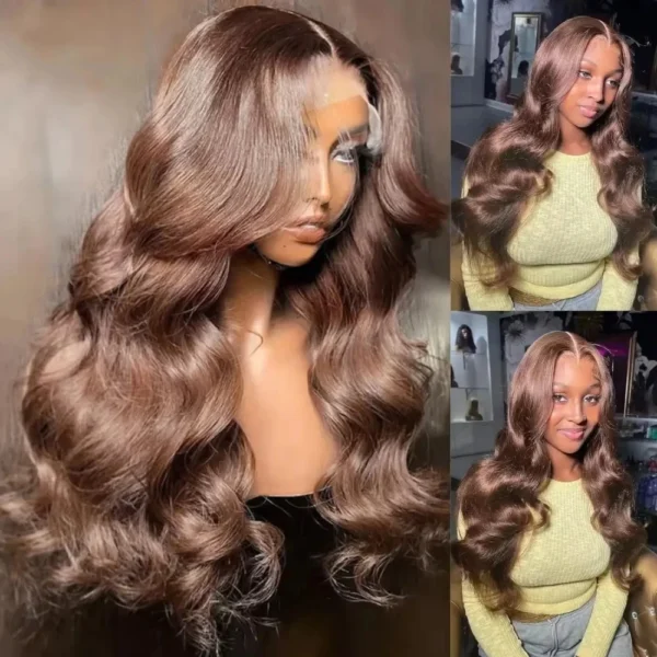 Mossily HD 300% 30 40 Inchs 13x6 Body Wave Lace Front Human Hair Wigs Chocolate Brown 13x4 Lace Frontal Wig Transparent - Image 12
