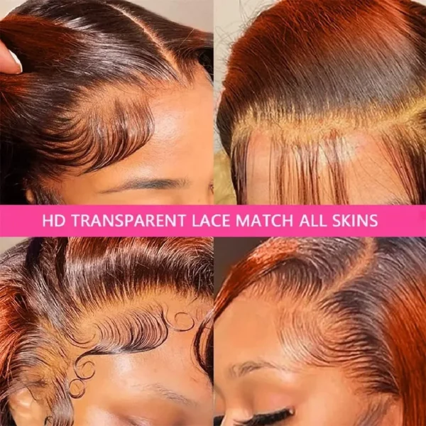 30 32 Inch Highlight 13x6 HD Lace Front Wigs Human Hair Ginger Orange 1B/350 Wet And Wavy 13x5 Body Wave Ombre Wig For Women - Image 4