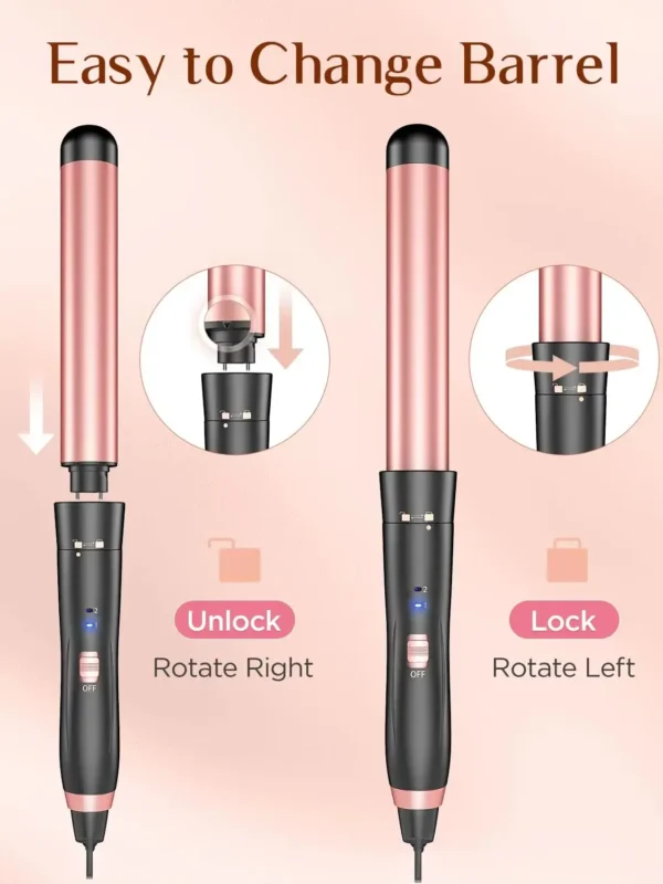 BESTOPE PRO 5 in 1 Wand Curling Iron-Curling Wand Set with Hair Straightener, 3 Barrels Hair Crimper Iron, 3 Ceramic Curling Iro - Image 4