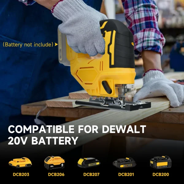 Jig Saw for Dewalt 20V Battery 2700RPM Cordless Jigsaw Tool 45 Degree Beveled Cuts with 3 Position Orbital Setting (No Battery) - Image 2