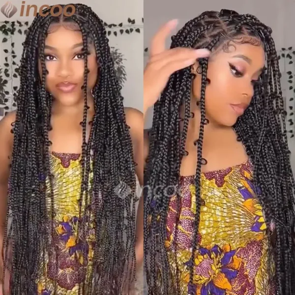 36 Inches Synthetic Lace Braided Wigs Butterfly Braids Lace Wig For Black Women Braid Wigs On Sale Clearance Box Braids Lace Wig - Image 4