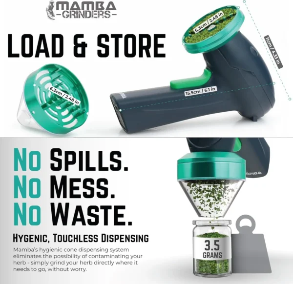 Mamba Monster 3.5g USB Powered Green Portable Electric Spice Mill  Herb Grinder. - Image 2