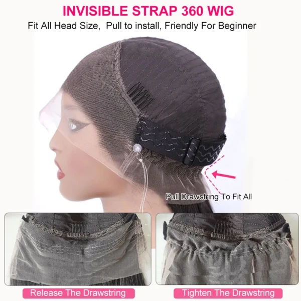 250 Density Invisible Strap 360 HD Full Lace Glueless Wig Deep Wave Frontal Wig Human Hair 30 Inch Water Wave Lace Front Wig - Image 6