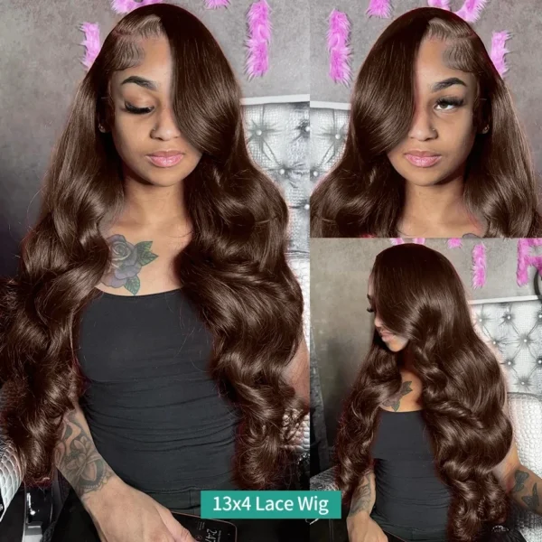 Mossily HD 300% 30 40 Inchs 13x6 Body Wave Lace Front Human Hair Wigs Chocolate Brown 13x4 Lace Frontal Wig Transparent - Image 31