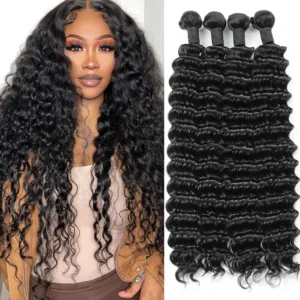 30 Inch Deep Wave 1 3 4 Bundles Deal Bralizian Hair Weave Bundles 100% Virgin Human Hair Water Wave Curly Bundles Extensions