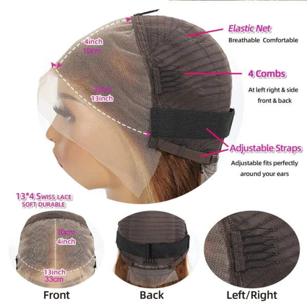 250 Density Chocolate Short Bob Wigs Human Hair Wig 13x4 HD Lace Front Wig Deep Wave Pre plucked Transparent Lace Frontal Wig - Image 6