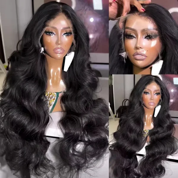 300% High Density 40 Inch Body Wave 13x4 13x6 HD Lace Front Human Hair Wigs Pre Plucked Water Wave Lace Frontal Wig For Women - Image 15