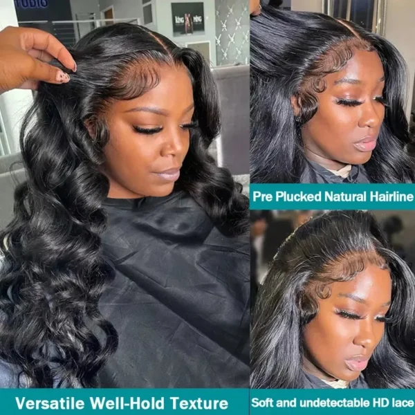 300% High Density 40 Inch Body Wave 13x4 13x6 HD Lace Front Human Hair Wigs Pre Plucked Water Wave Lace Frontal Wig For Women - Image 17
