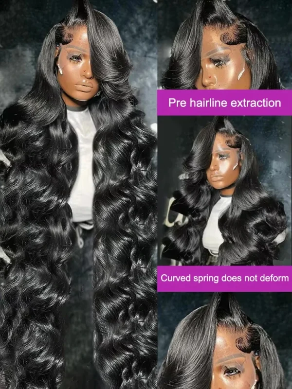 300% High Density 40 Inch Body Wave 13x4 13x6 HD Lace Front Human Hair Wigs Pre Plucked Water Wave Lace Frontal Wig For Women - Image 4