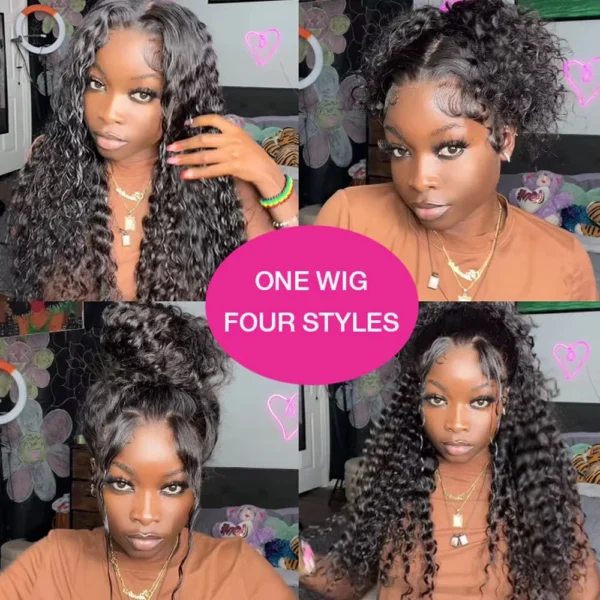 250 Density Invisible Strap 360 HD Full Lace Glueless Wig Deep Wave Frontal Wig Human Hair 30 Inch Water Wave Lace Front Wig - Image 4