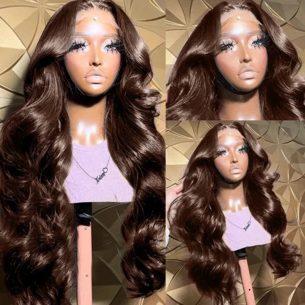 Mossily HD 300% 30 40 Inchs 13x6 Body Wave Lace Front Human Hair Wigs Chocolate Brown 13x4 Lace Frontal Wig Transparent - Image 13