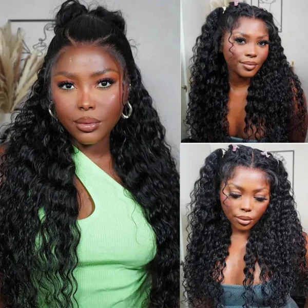 Invisi Strap HD 360 Full Lace Wig Human Hair 250 Density Precut 360 Lace Front Wig Deep Curly Glueless Wig Human Hair Wig - Image 10