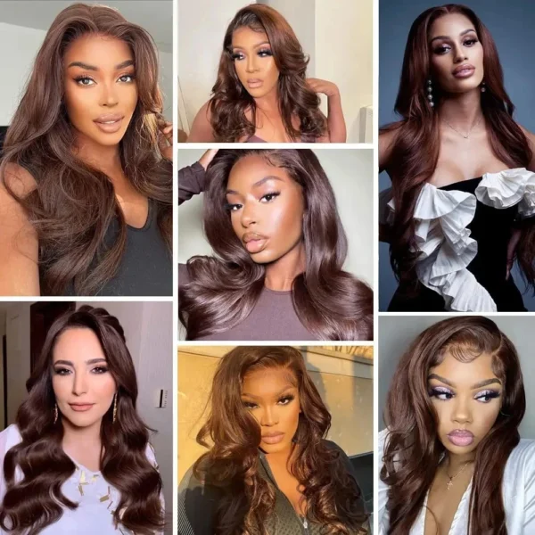 Mossily HD 300% 30 40 Inchs 13x6 Body Wave Lace Front Human Hair Wigs Chocolate Brown 13x4 Lace Frontal Wig Transparent - Image 24