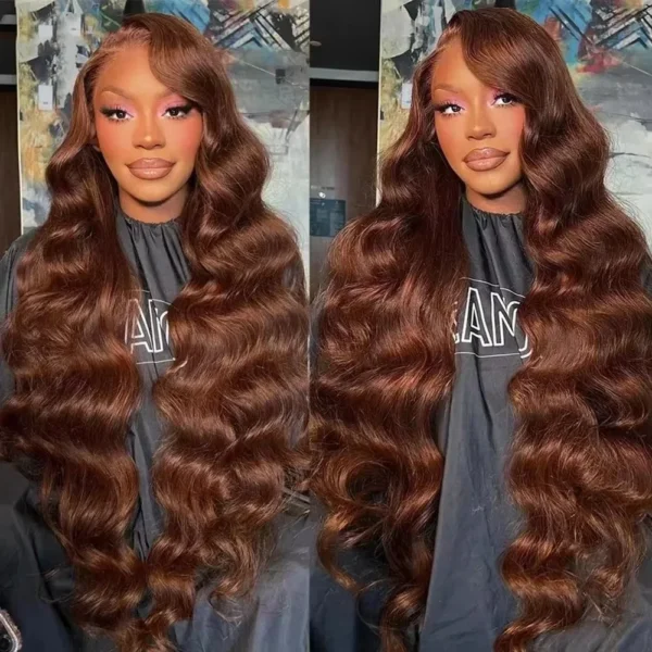 200 Density Chocolate Brown Body Wave Lace Front Human Hair Wigs Brazilian HD Lace Frontal Wigs 13x5 13x7 Preplucked For Women - Image 7