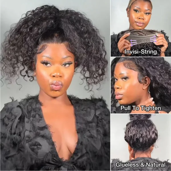 250 Density Invisible Strap 360 HD Full Lace Glueless Wig Deep Wave Frontal Wig Human Hair 30 Inch Water Wave Lace Front Wig - Image 2