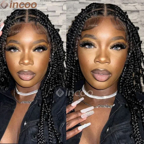 36 Inches Synthetic Lace Braided Wigs Butterfly Braids Lace Wig For Black Women Braid Wigs On Sale Clearance Box Braids Lace Wig - Image 14